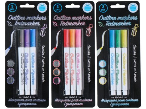 Outline marker/kontúr filctoll 3db/ cs  3 féle választható
