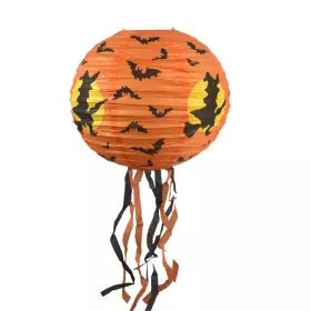   Halloween papír lámpás boszorkány mintával – 30 cm, narancssárga