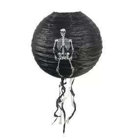   Halloween papír lámpás csontváz mintával – 30 cm, fekete