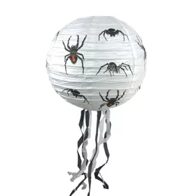 Halloween papír lámpás pók mintával – 30 cm, fehér