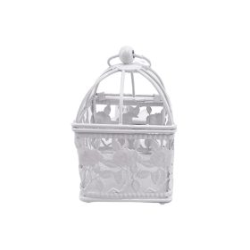   Madár kalitka, fehér fém szögletes rózsamintás 6,5x6,5x11cm  db