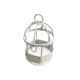 Fém fehér kerek mini kalitka 5x 6,5cm
