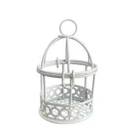 Fém fehér kerek mini kalitka 5x 6,5cm