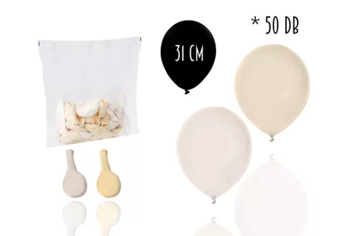 Gumi lufi szett 50 db/csomag esküvői, krém és fehér 31 cm