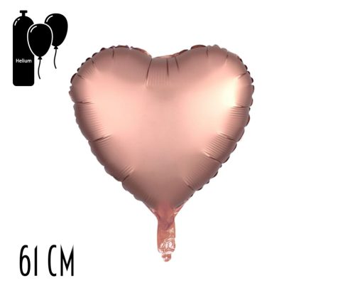 Lufi metál szív rosegold 61 cm 