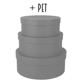 Papírdoboz szett  3db-os kerek BETON SZÜRKE 8*20 