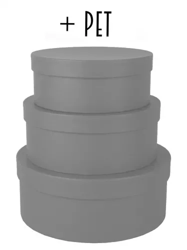 Papírdoboz szett  3db-os kerek BETON SZÜRKE 8*20 