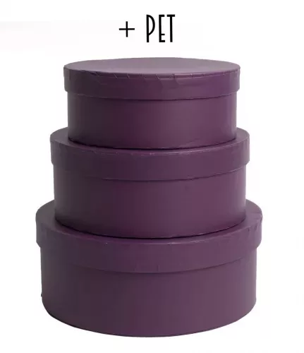 PAPÍRDOBOZ SZETT, 3 DARABOS, KEREK, BERRY CONSERVE + PET(Nagy:20x8cm)
