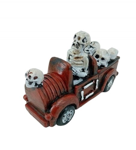 Autó csontváz koponyákkal 13,4x5,2x8,6 cm