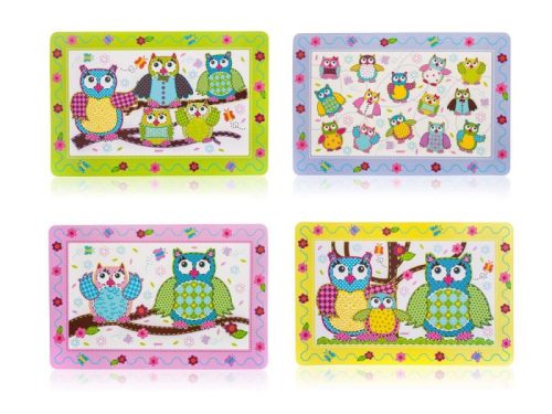 Tányéralátét bagoly mintás színes 43x28cm választható