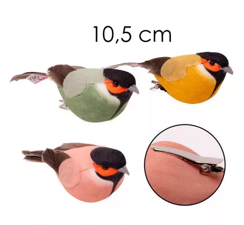 Dekorációs madár csiptetővel 10,5 cm 3 féle válaszható/db