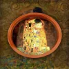 Kerek fém tálca – 32 cm, Klimt „A csók” mintával