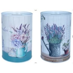 Fém persely 10x15 cm levendulás