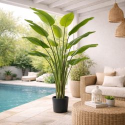   Élethű cserepes strelitzia műnövény (papagájvirág) extra magas 235 cm