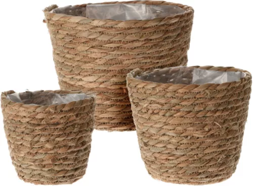 Rattan virágtartó kaspók 3db-os szett