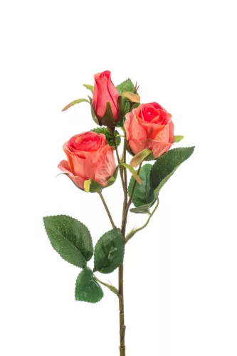 Selyem Rózsa koral színü 3 virágos  44 cm