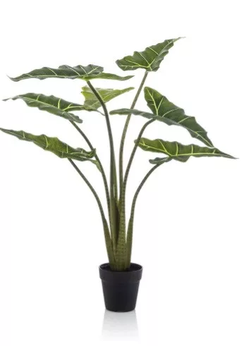 Élethű Alocasia frydek műnövény 100 cm – 7 leveles, cserépben