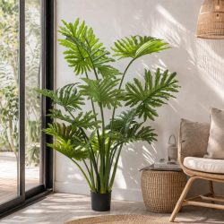   Élethű filodendron selloum műnövény cserépben 125 cm 13 ágas trópusi dísznövény