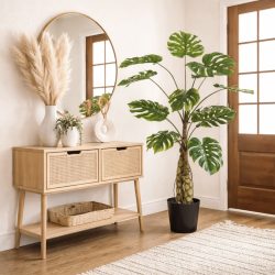   Élethű cserepes műnövény két törzsű monstera pálma 150 cm