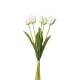 Élethű tulipán csokor 5 szálas  - fehér/zöld