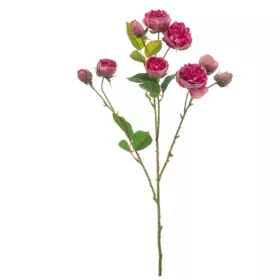 Élethű többfejű mini rózsaág élénk rózsaszín 65 cm
