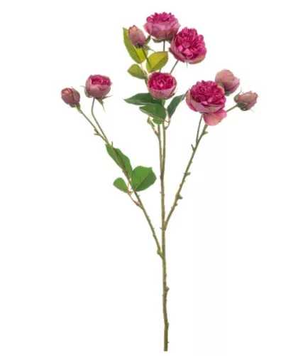 Élethű többfejű mini rózsaág élénk rózsaszín 65 cm