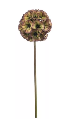 Élethű mű skabióza virágág – zöld/lila, 66 cm