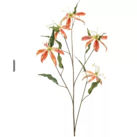 Élethű narancssárga gloriosa művirág dekor ág 105 cm
