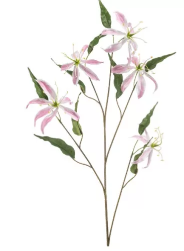 Élethű világos rózsaszín gloriosa művirág dekor ág 105 cm