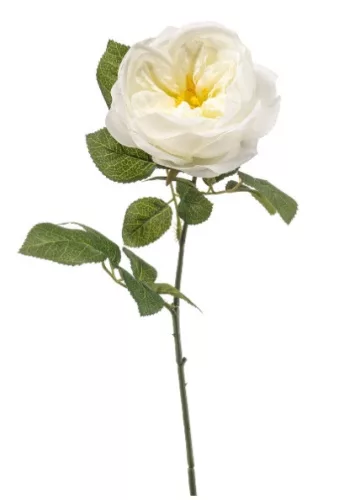 Élethű fehér Enya rózsa művirág dekor ág 65 cm