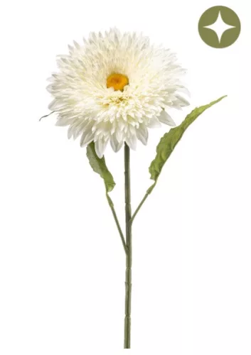 Élethű fehér napraforgó művirág dekor ág 65 cm
