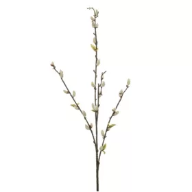 Élethű krémfehér barkás fűzfa dekor ág (barka) 78 cm