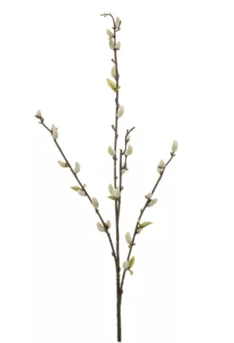 Élethű krémfehér barkás fűzfa dekor ág (barka) 78 cm