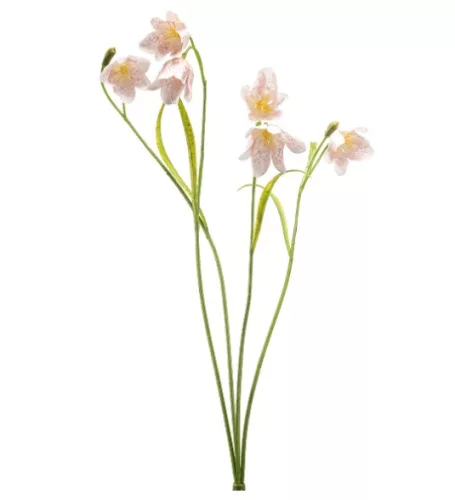 Élethű világos rózsaszín kockásliliom (Fritillaria) művirág ág 52 cm