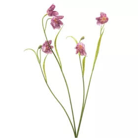   Élethű rózsaszín kockásliliom (Fritillaria) művirág ág 52 cm