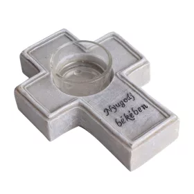  Kegyeleti kereszt mécsestartó „Nyugodj békében” felirattal – 3,5×10 cm