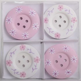 Dekor fagomb 4db/cs virág  rózsaszín/fehér  6cm