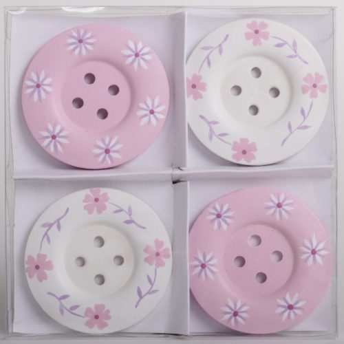 Dekor fagomb 4db/cs virág  rózsaszín/fehér  6cm