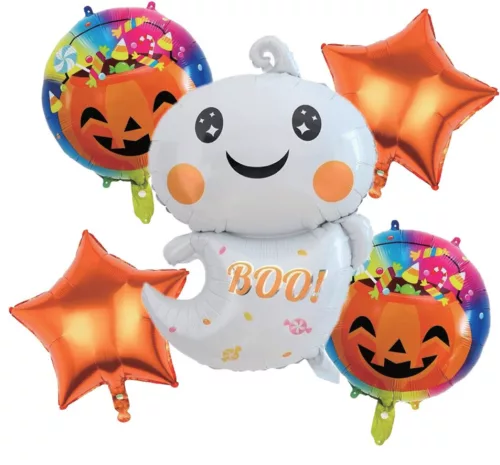 Halloween-es fólia lufi szett 5 részes mosolygó szellemes 