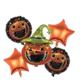   Halloween-es fólia lufi szett 5 részes boszorkánykalapos tök