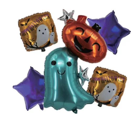 Halloween-es fólia lufi szett 5 részes kék szellem és tök 