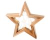 Karácsonyi dekor csillag fából LED meleg fehér fénnyel, beltéri 3,5x22x27 cm