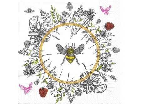 Szalvéta 3R -Méhecske   koszorúban 33x33cm 20db/csom.