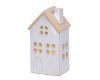 Karácsonyi porcelán házikó meleg fehér LED világítással 15,5 cm