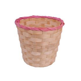 Natúr–pink bambusz kaspó 17 x 15 cm