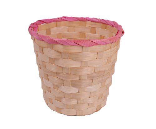 Natúr–pink bambusz kaspó 17 x 15 cm