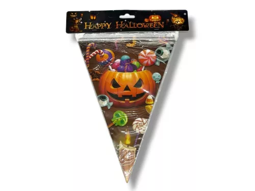 Halloween zászló  28*20cm*10db tökös cukros