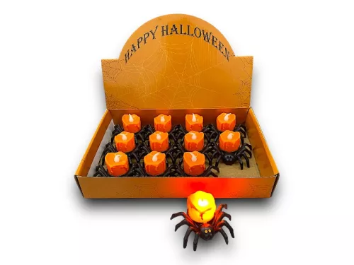 Halloween LED mécses 9x8x5cm pók alakú