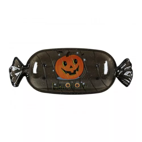 Halloween cukorka tartó tál 35x13cm fekete