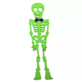 Halloweeni-i csontváz függődísz filcből neonzöld 